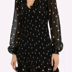 Intermix Silk Mini Black Polka dot Dress sz 0